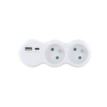 Biplite ELECTRO DEPOT 2x16A + 2 USB Blanche