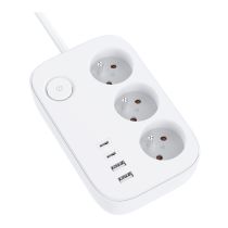 Multiprise ELECTRO DEPOT 3 prises + 2 USB + 2 USB-C avec interrupteur Blanche - Cable 1.5m