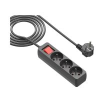 Multiprise GAO 3 prises avec interrupteur Noire - Cable 1m