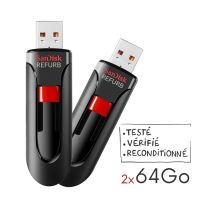 Pack de 2 clés 3.0 USB SanDisk Cruzer Blade 64Go - TOTAL 128Go