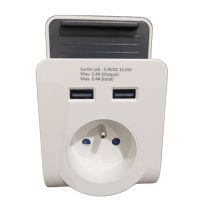 Bloc VOLTMAN 1 prise + 2 USB A Blanc