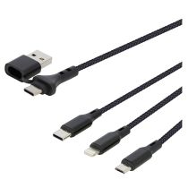 Câble 3 en 1 Lightning, Micro USB et USB-C / USB et USB-C SEDEA Noir