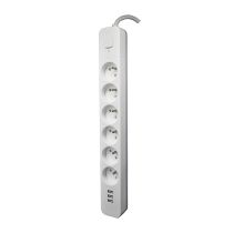 Multiprise QUARX 6 prises + 3 USB-A avec interrupteur Blanche - Cable 1.5m