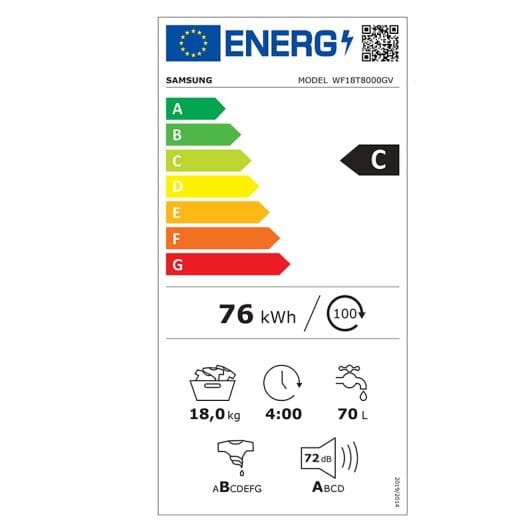 Lave-Linge hublot 18 kg  SAMSUNG WF18T8000GV