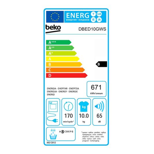 Sèche-linge condensation 10 kg BEKO DBED10GWS