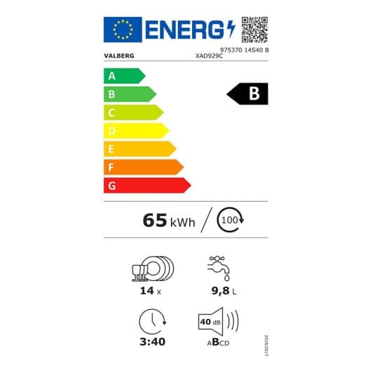 Lave-vaisselle 14 couverts VALBERG 14S40 B XAD929C 