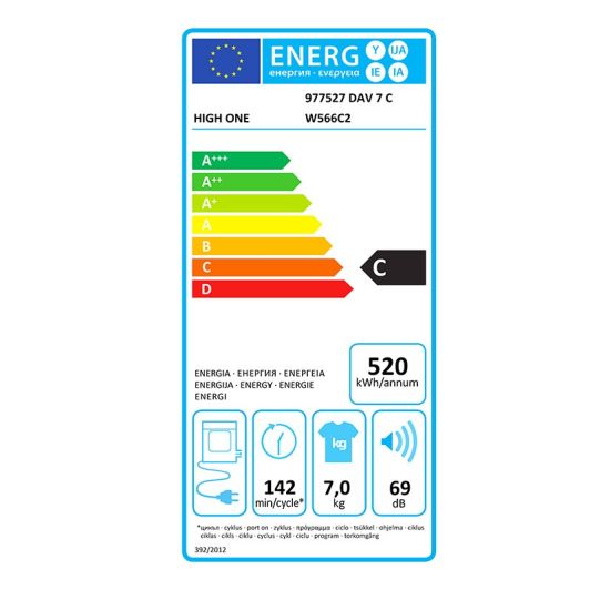 Sèche-linge évacuation 7 kg HIGH ONE DAV 7 C W566C2