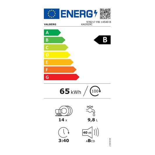 Lave-vaisselle tout intégrable 14 couverts VALBERG FBI 14S40 B KAD929C