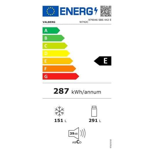 Réfrigérateur américain VALBERG SBS 442 E W742C