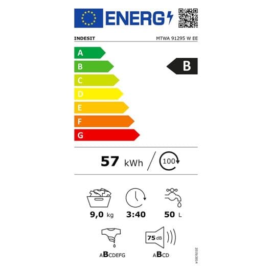 Lave-linge hublot 9 kg INDESIT MTWA 91295 W EE