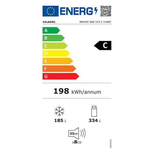 Réfrigérateur américain VALBERG SBS 519 C X180C