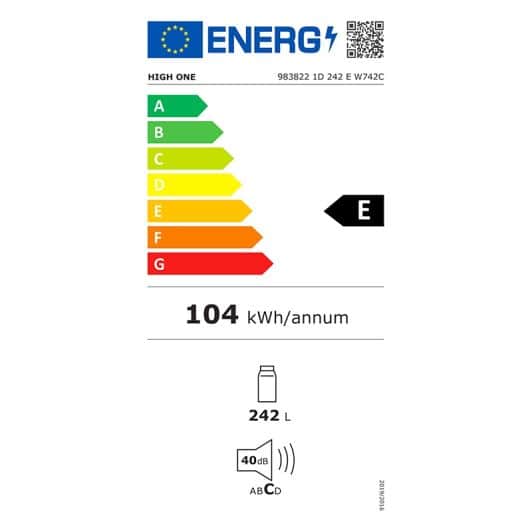 Réfrigérateur 1 porte HIGH ONE 1D 242 E W742C