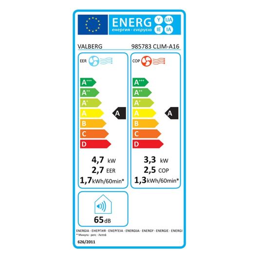 Climatiseur monobloc VALBERG CLIM-A16 réversible pour pièce de 50m²