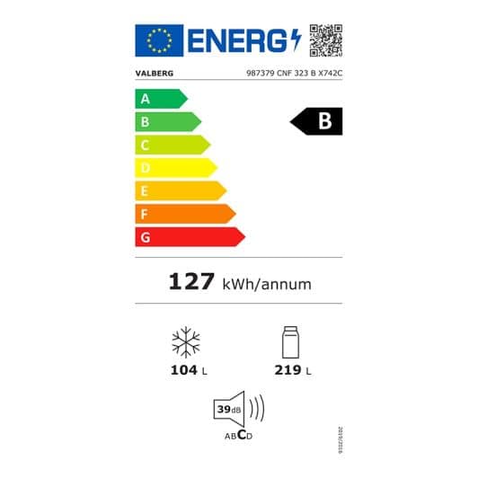 Réfrigérateur combiné VALBERG CNF 323 B X742C
