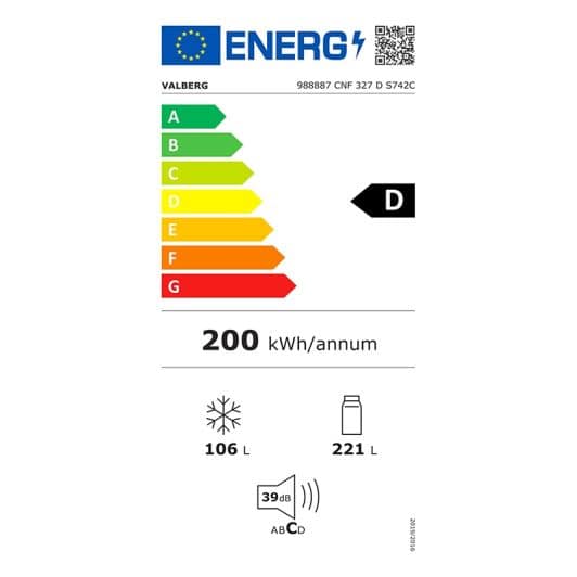 Réfrigérateur combiné VALBERG CNF 327 D S742C
