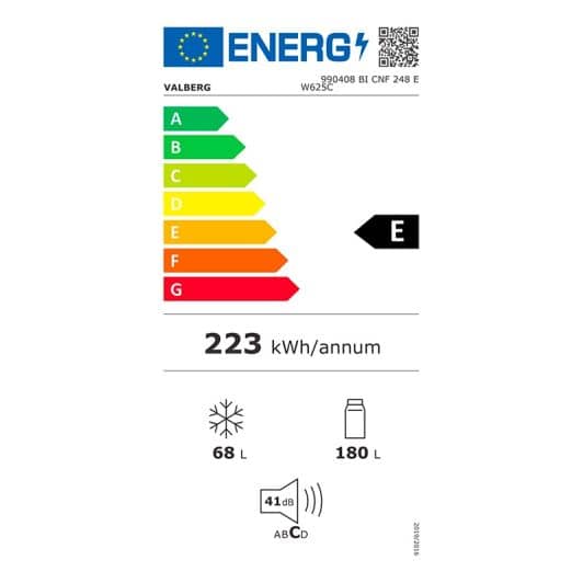 Réfrigérateur combiné intégrable VALBERG BI CNF 248 E W625C