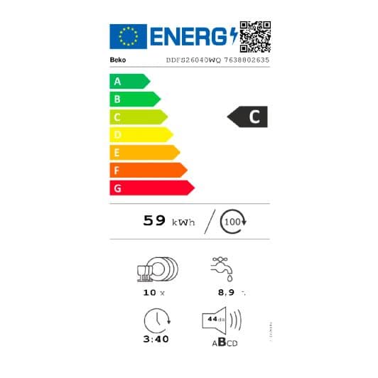 Lave-vaisselle 45 cm BEKO BDFS26040WQ 10S44DB