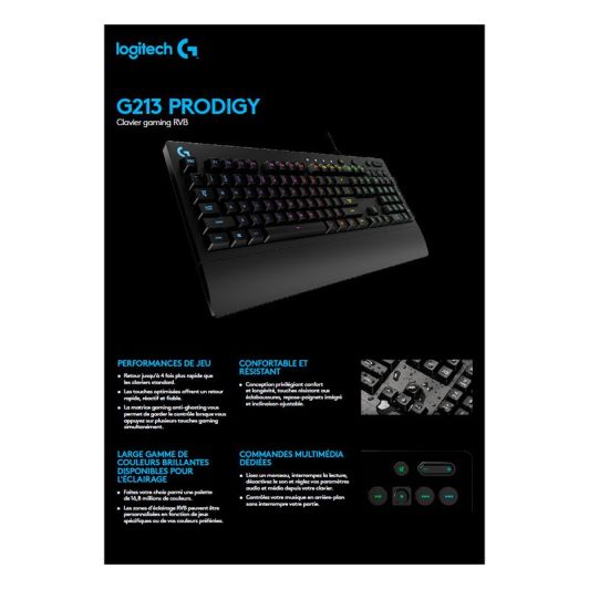 Clavier gamer LOGITECH G213 PRODIGY mécanique