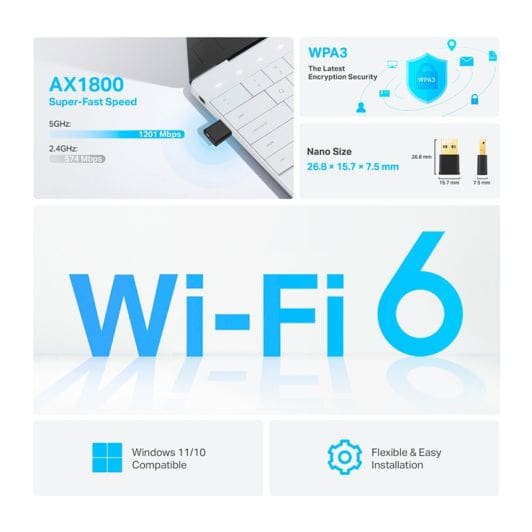 Clé WIFI TPLINK AX1800 TX20U Nano - Wifi 6