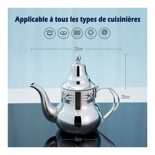 Théière inox 1.2L tous feux