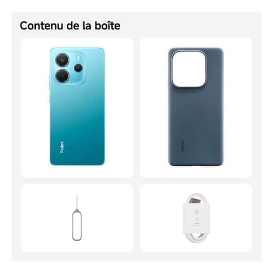 Smartphone XIAOMI Redmi Note 14 4G 256Go Bleu + Coque