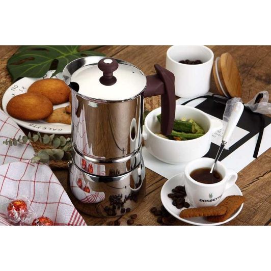 Cafetière italienne inox 6 tasses tous feux dont induction