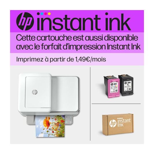 Cartouche d'encre HP 304 Pack de 2 Cartouches d'Encre Noire et Trois Couleurs Authentiques (3JB05AE)