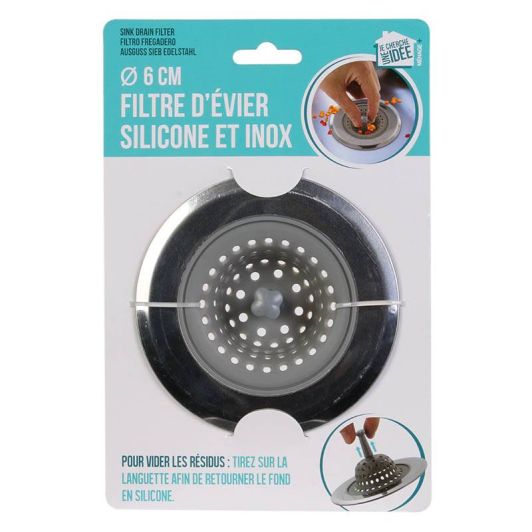 Filtre d'évier silicone & inox 6cm