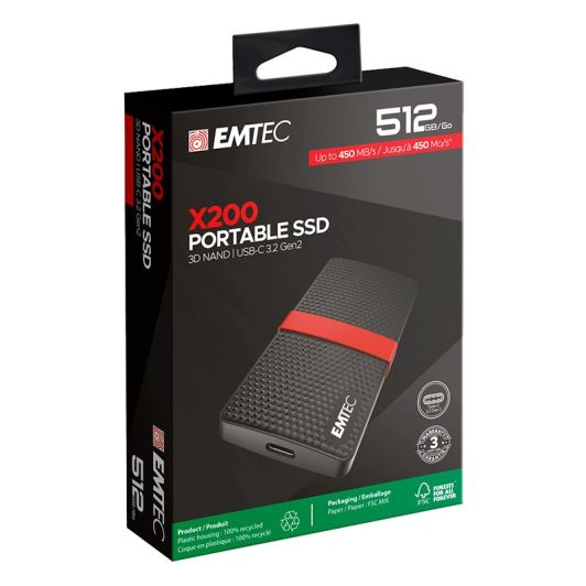 SSD externe EMTEC 512GO 3.1 Gen2 X200