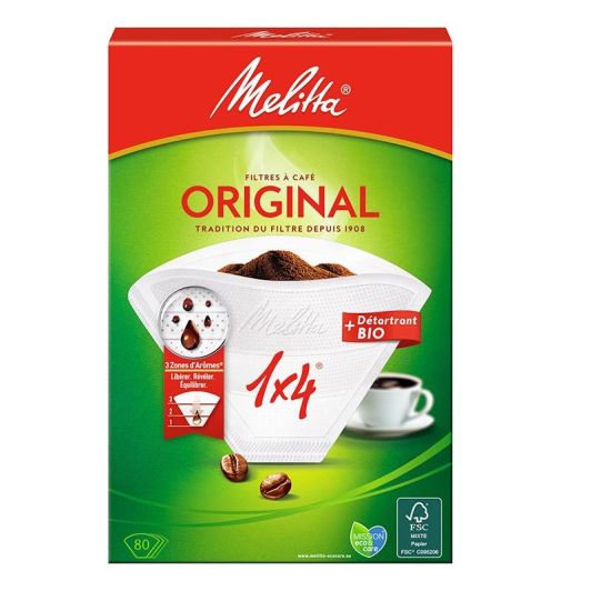 Filtre MELITTA 1x4 Original 80 pièces + sachet détartrant