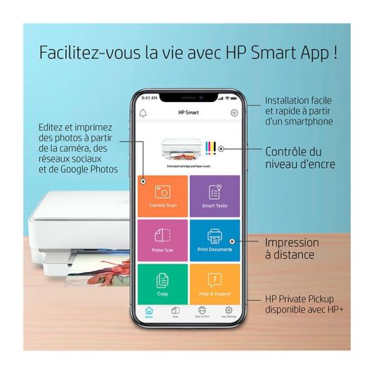 Imprimante HP ENVY 6022e Tout-en-un avec 3 mois d'Instant Ink via HP+