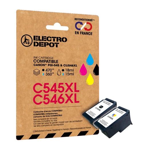 Cartouche d'encre ELECTRO DEPOT compatible Canon C 545/546 XL noir et couleurs