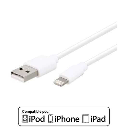 CABLE EDENWOOD LIGHTNING 2,5M BLANC CERTIFIE APPLE 