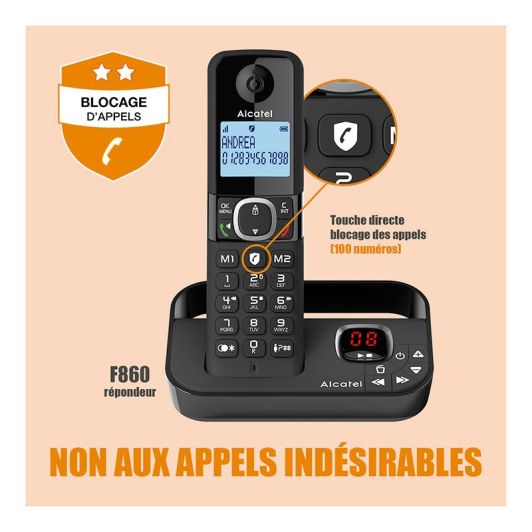 Téléphone duo avec répondeur ALCATEL F860 Voice noir