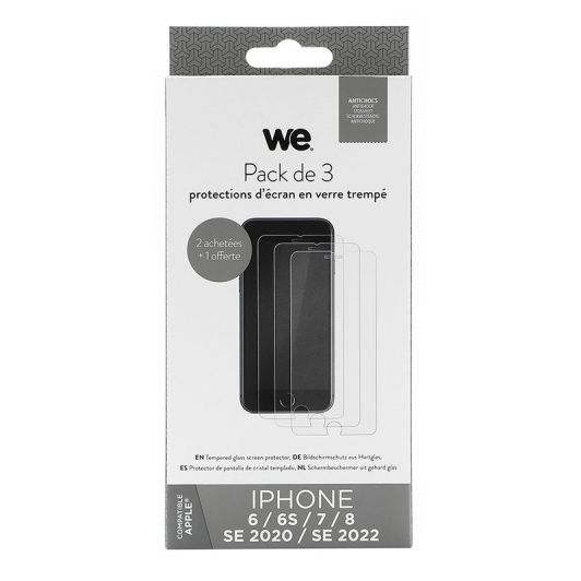 Pack WE VERRE TREMPE X 3 IPHONE 7/8/SE