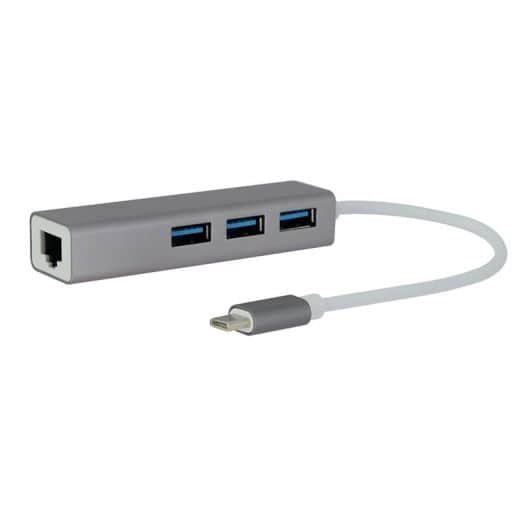 Adaptateur SEDEA  USB-C vers 3 ports USB 3.0 + RJ45