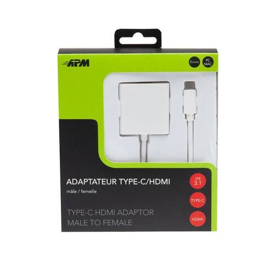 Adaptateur HDMI femelle APM vers USB-C blanc