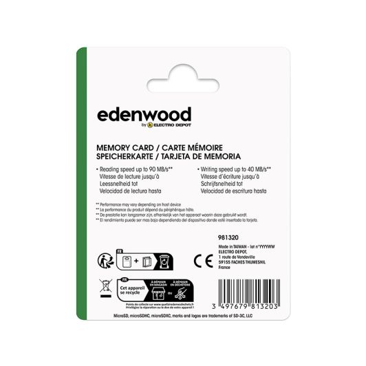 Carte Micro SD EDENWOOD 64 Go + adaptateur