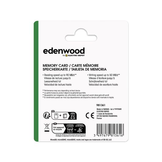 Carte Micro SD EDENWOOD 128 Go + adaptateur