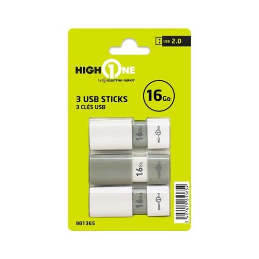 Pack de 3 clés 2.0 USB High One 16Go - TOTAL 48Go