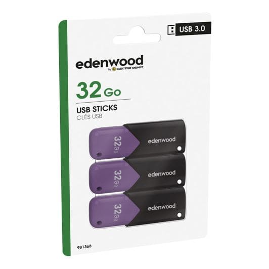 Pack de 3 clés 3.0 USB EDENWOOD 32Go - TOTAL 96Go