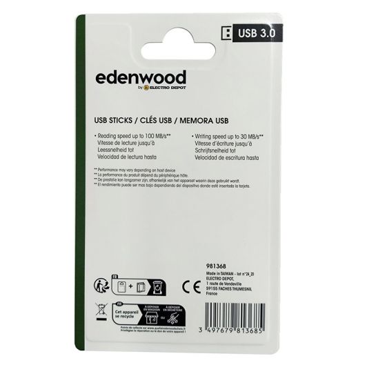 Pack de 3 clés 3.0 USB EDENWOOD 32Go - TOTAL 96Go