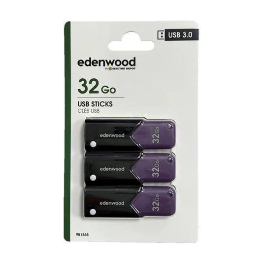 Pack de 3 clés 3.0 USB EDENWOOD 32Go - TOTAL 96Go