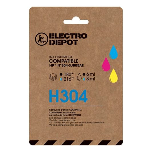 Cartouche d'encre ELECTRO DEPOT compatible HP H 304 noir et couleurs