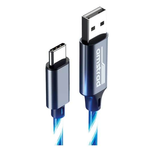 Câble AMSTRAD USB-C LED bleu 3m