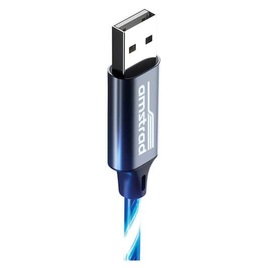 Câble AMSTRAD USB-C LED bleu 3m