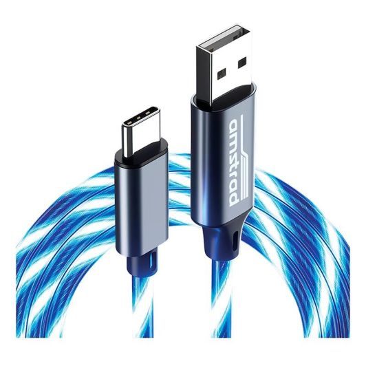 Câble AMSTRAD USB-C LED bleu 3m