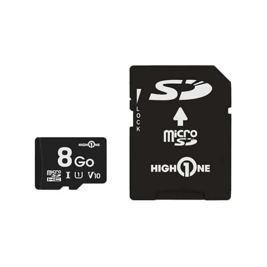 Carte Micro SD HIGH ONE 8 Go + adaptateur