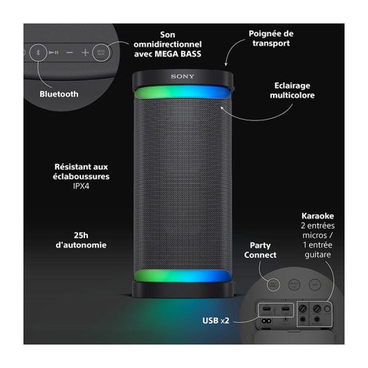 Enceinte Amplifiée SONY PARTY BOX SRSXP701B