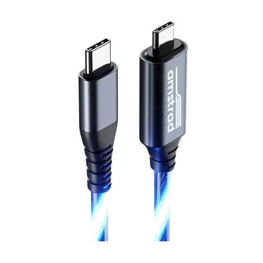 Câble AMSTRAD USB-C/USB-C LED Bleu 3m